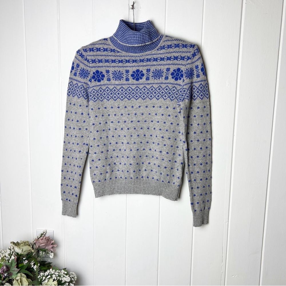 Brooks Brothers Gray and Blue Fair Isle Sweater